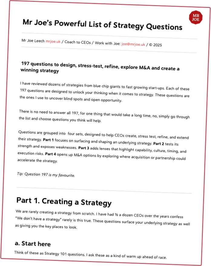 196 Strategy Questions Every CEO Should Be Asking A complete question bank to sharpen, pressure-test, and strengthen your strategy.