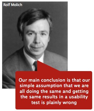 Our main conclusion is that our simple assumption that we are all doing the same and getting the same results in a usability test is plainly wrong